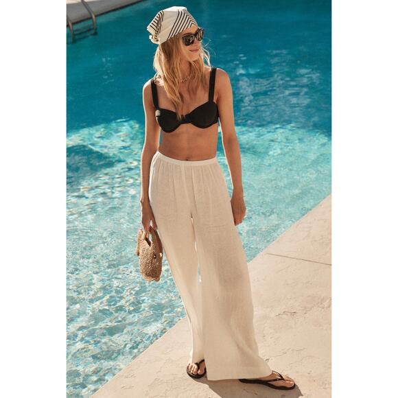 TUCKERNUCK Ivory Linen Anya Pants Size S NWT Retail $168 Tuckernuck - Picture 6 of 7